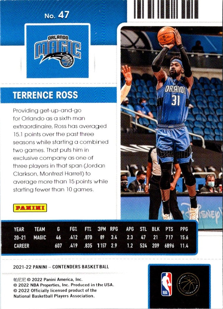 2021 Panini Contenders Ticket Terrence Ross