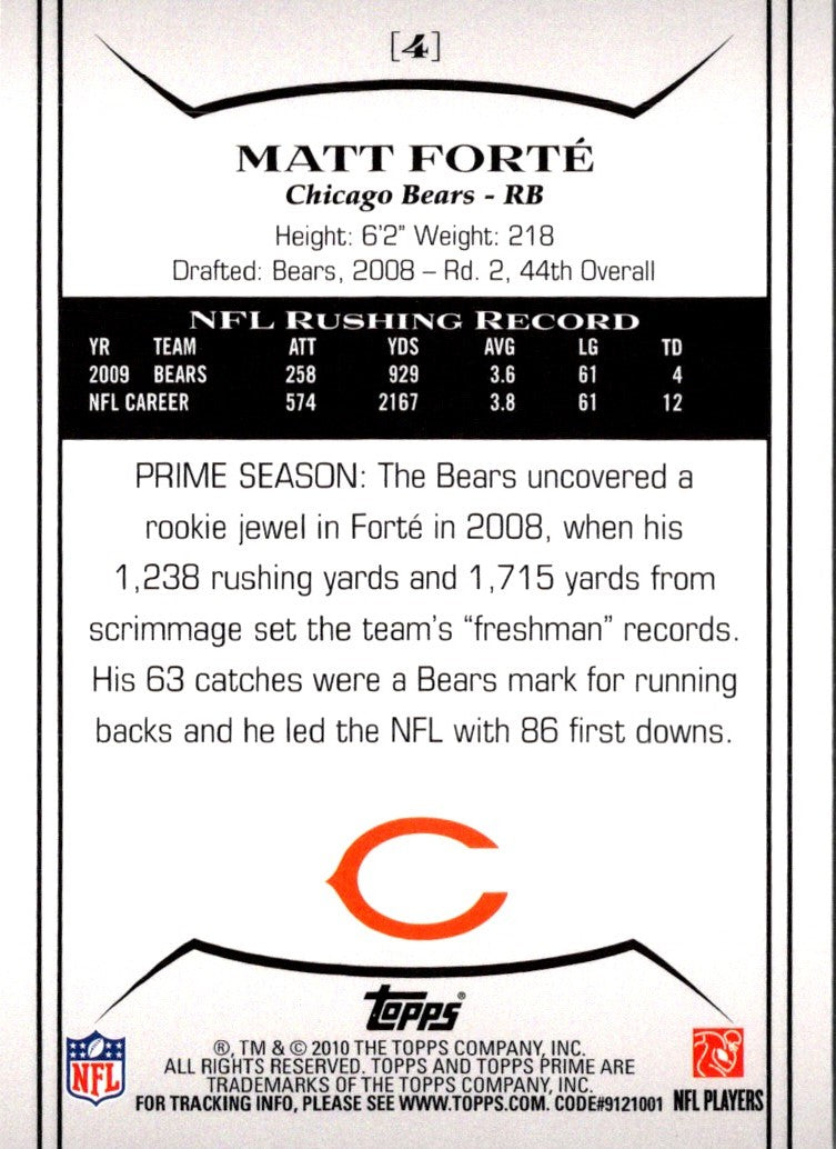 2010 Topps Prime Matt Forte