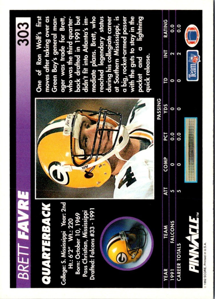 1992 Pinnacle Brett Favre