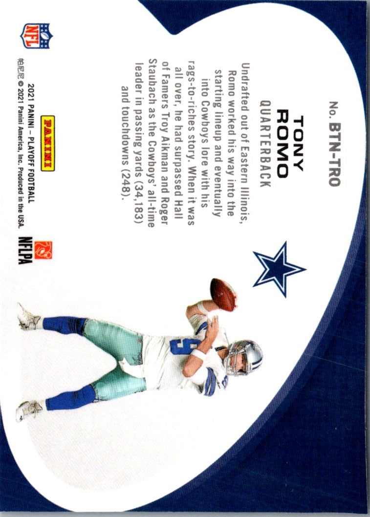 2021 Panini Playoff Behind the Numbers Blue Tony Romo