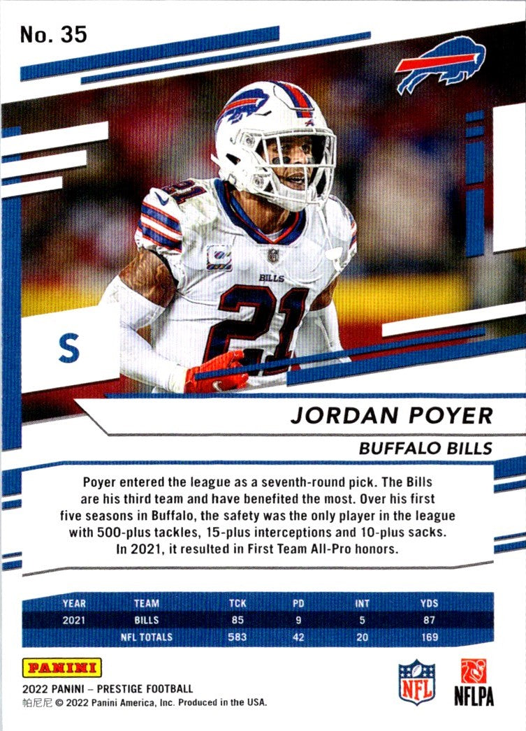 2022 Panini Prizm Blue Jordan Poyer