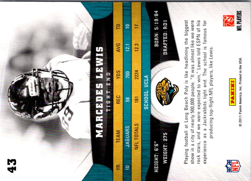 2011 Panini Gridiron Gear Marcedes Lewis