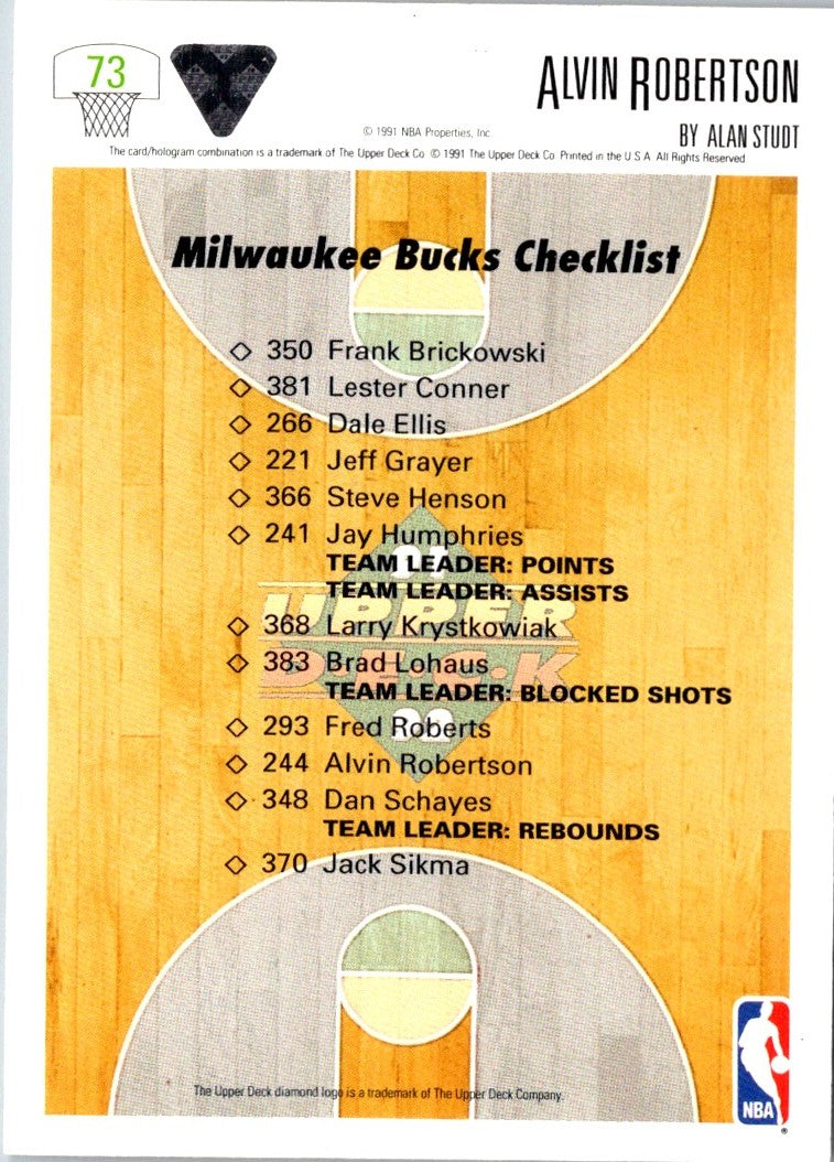 1991 Upper Deck Alvin Robertson