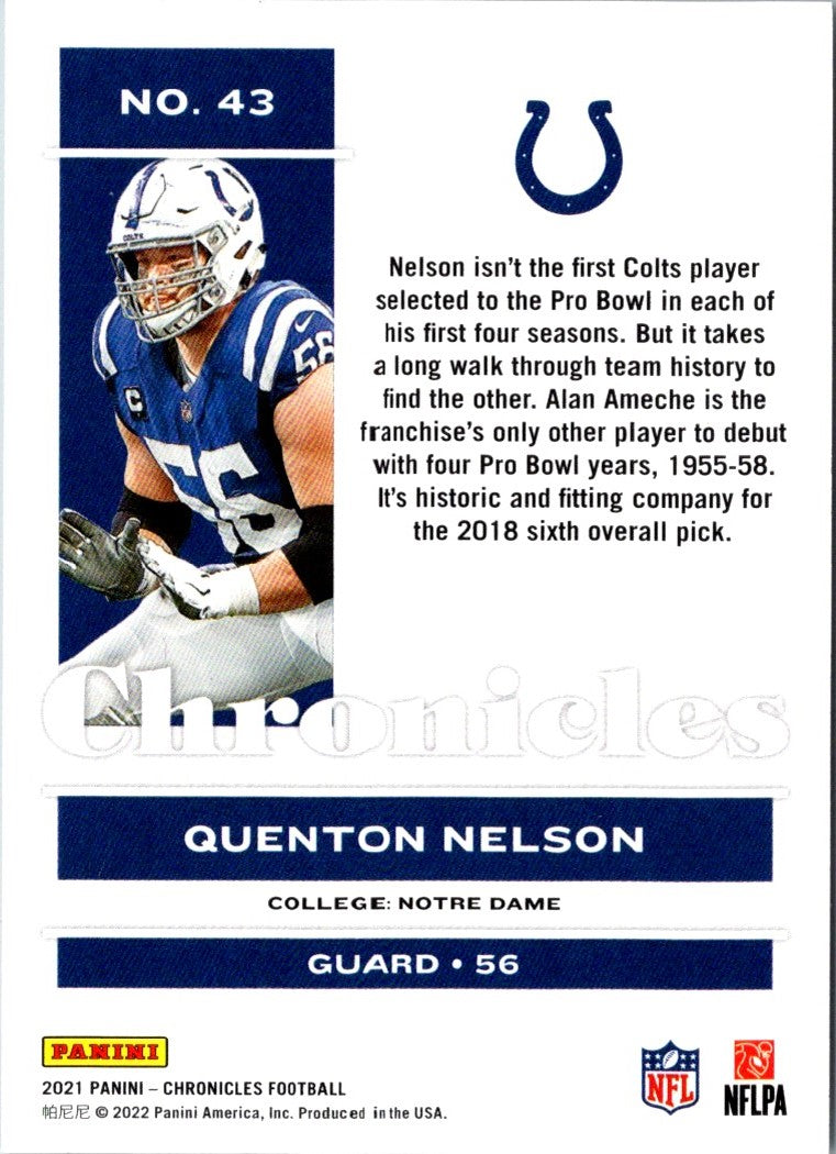 2021 Panini Chronicles Quenton Nelson