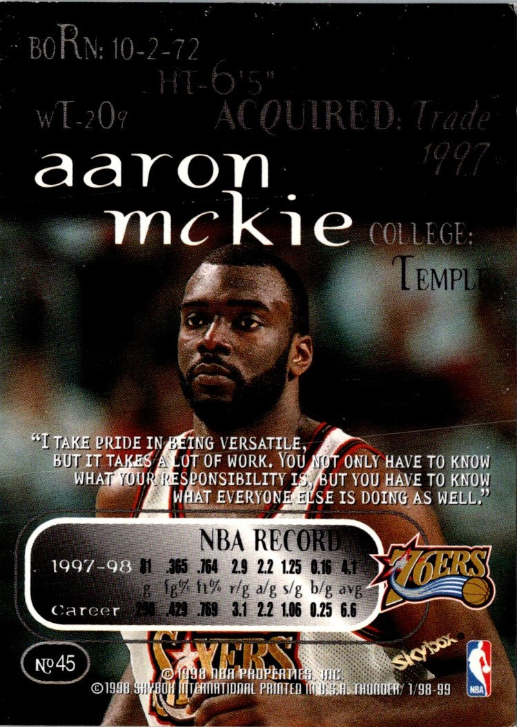 1998 SkyBox Thunder Aaron McKie