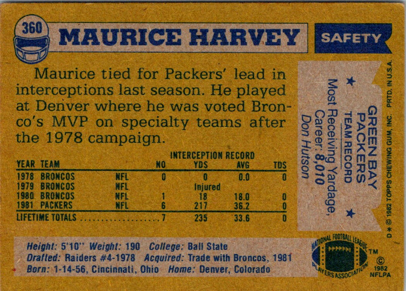 1982 Topps Maurice Harvey