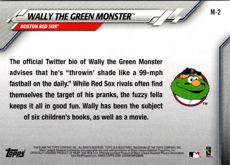 2020 Topps Opening Day Mascots Wally the Green Monster