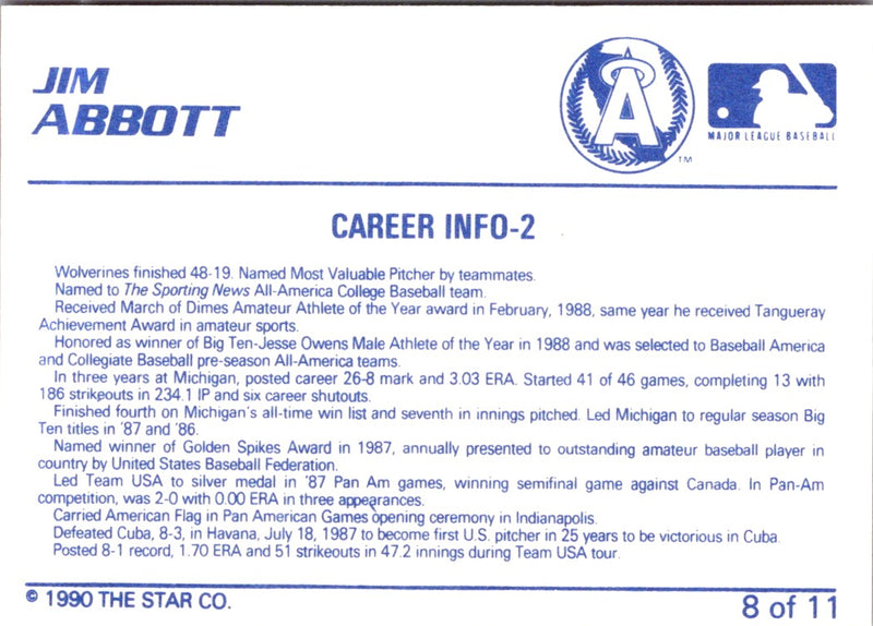 1990 Star Jim Abbott Jim Abbott