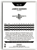 2018 Hoops Red Backs James Harden #81