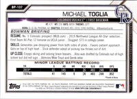 2021 Bowman Prospects Michael Toglia #BP-137