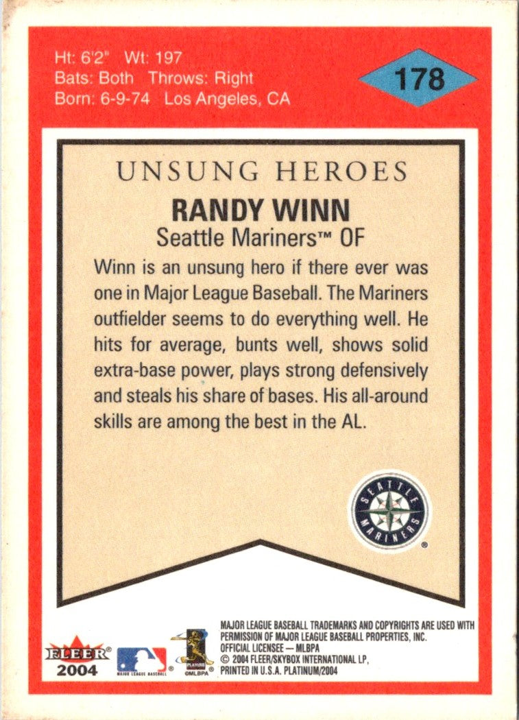 2004 Fleer Platinum Randy Winn