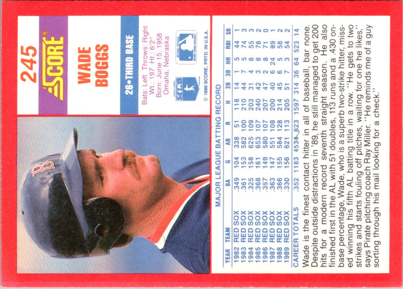 1990 Score Wade Boggs