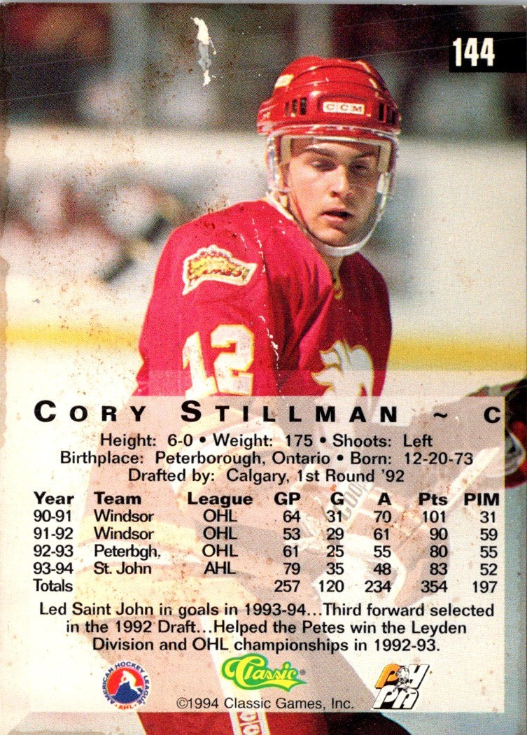 1994 Saint John Flames Classic AHL Cory Stillman