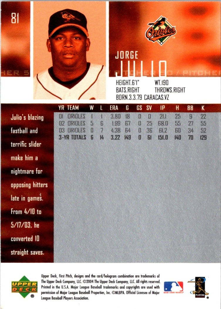 2004 Upper Deck First Pitch Jorge Julio