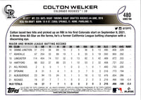 2022 Topps Colton Welker #480 Rookie