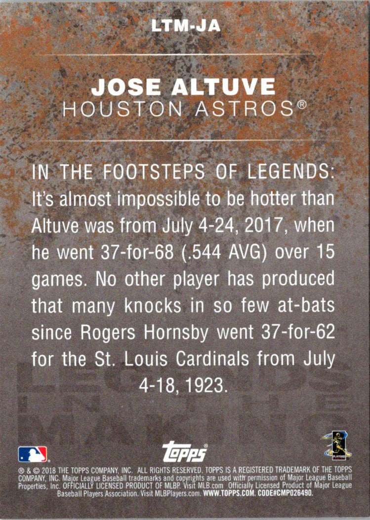2018 Topps Legends in the Making Jose Altuve