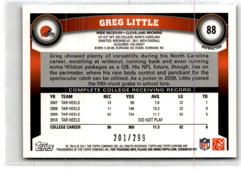 2011 Topps Chrome Black Refractors Greg Little