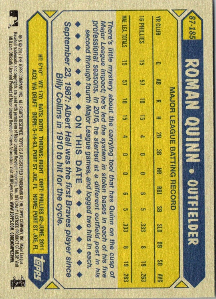 2017 Topps 1987 Baseball Roman Quinn