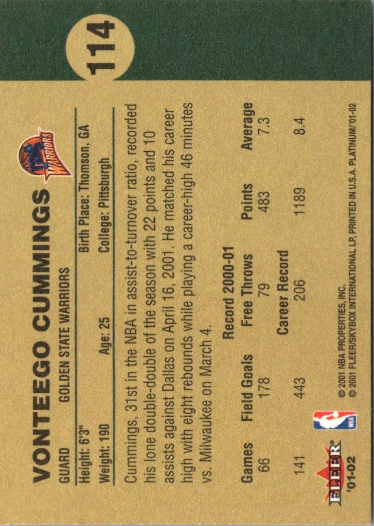 2001 Fleer Platinum Vonteego Cummings