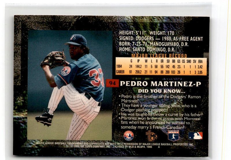 1995 Topps Embossed Pedro Martinez