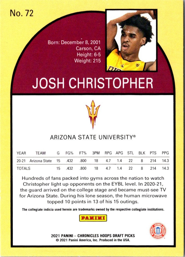 2021 Panini Chronicles Draft Picks Josh Christopher