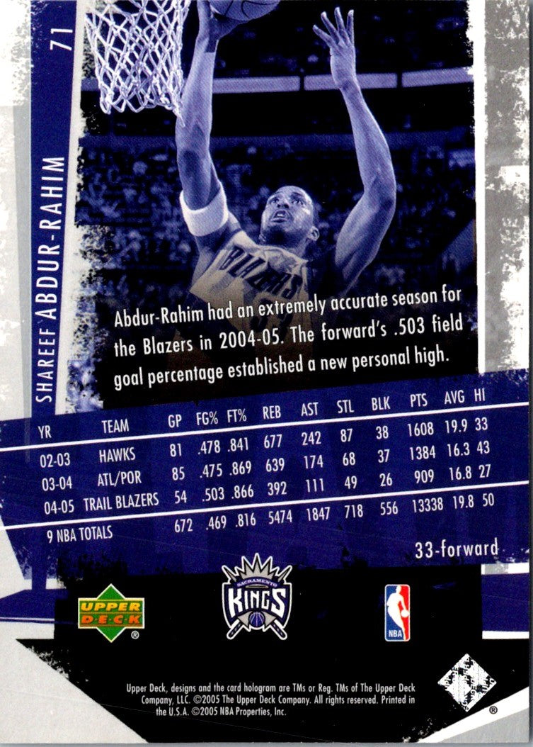2005 Upper Deck Slam Shareef Abdur-Rahim