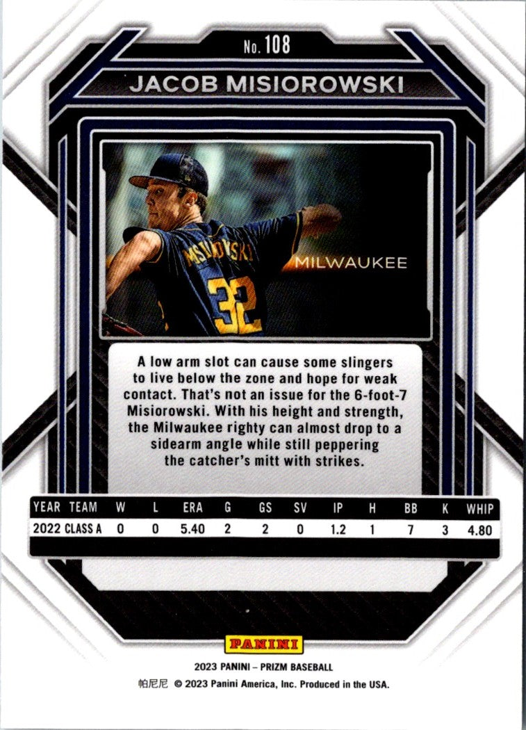 2023 Panini Prizm Blue Ice Jacob Misiorowski