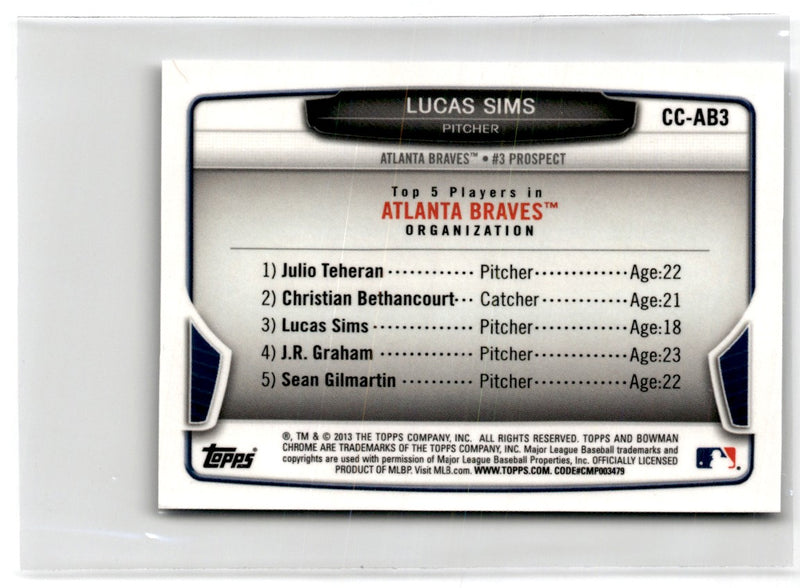 2012 Bowman Chrome Mini Lucas Sims