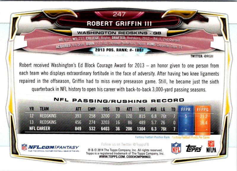 2014 Topps Robert Griffin III