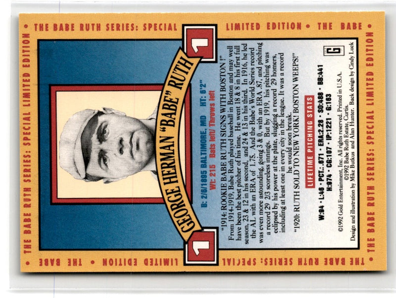1992 Gold Entertainment Ruth Babe Ruth/Lou Gehrig