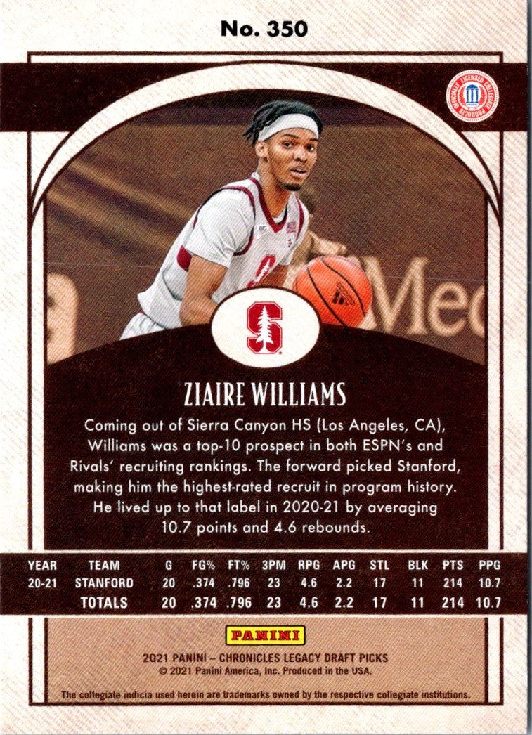 2021 Panini Chronicles Draft Picks Ziaire Williams