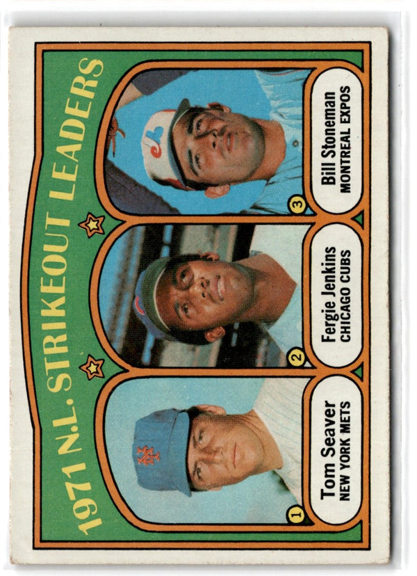 1972 Topps 1971 N.L. Strikeout Leaders - Tom Seaver/Fergie Jenkins/Bill Stoneman #95