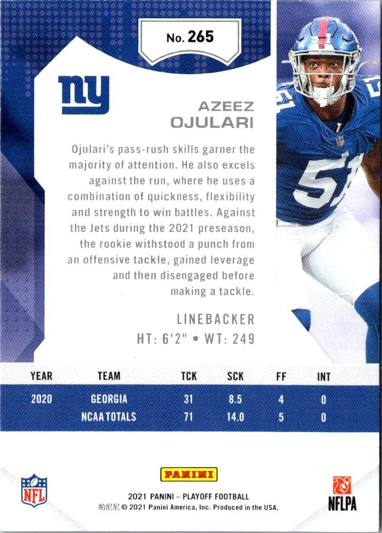 2021 Panini Playoff Kickoff Azeez Ojulari