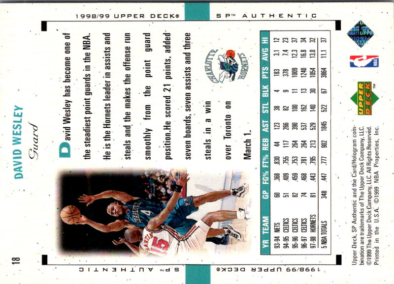 1998 SP Authentic David Wesley