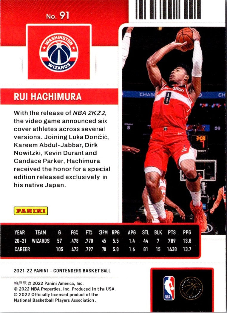 2021 Panini Contenders Game Ticket Red Rui Hachimura