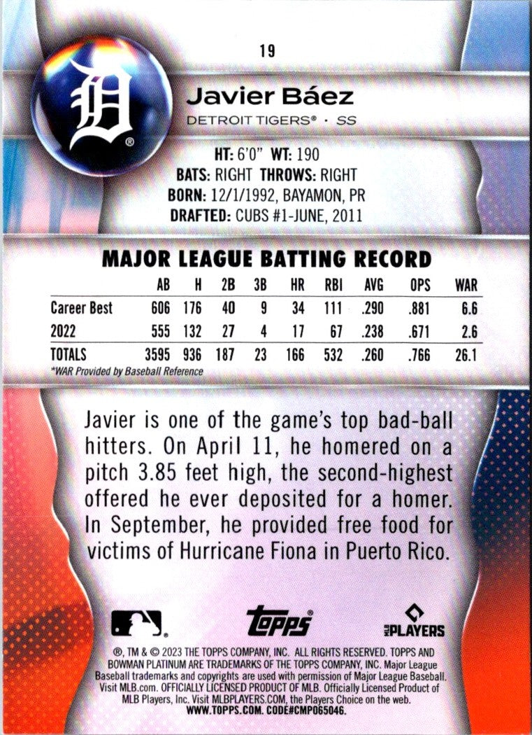 2023 Bowman Platinum Javier BÃ¡ez