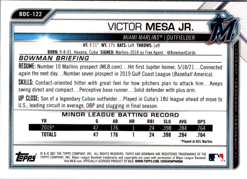 2021 Bowman Draft Chrome Victor Mesa Jr.