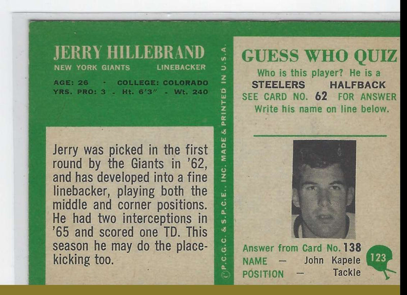 1966 Philadelphia Jerry Hillebrand