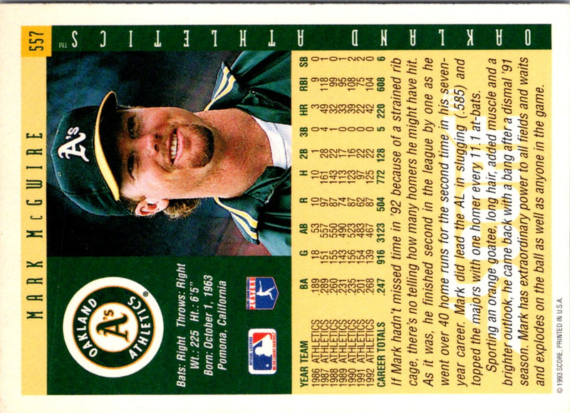 1993 Score Mark McGwire