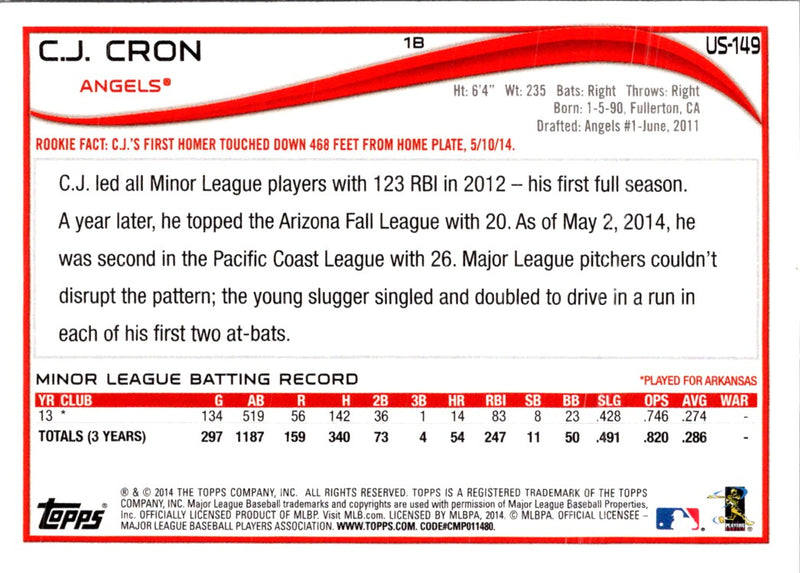 2014 Topps Update C.J. Cron