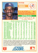 1988 Score Claudell Washington