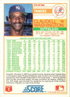 1988 Score Claudell Washington #579