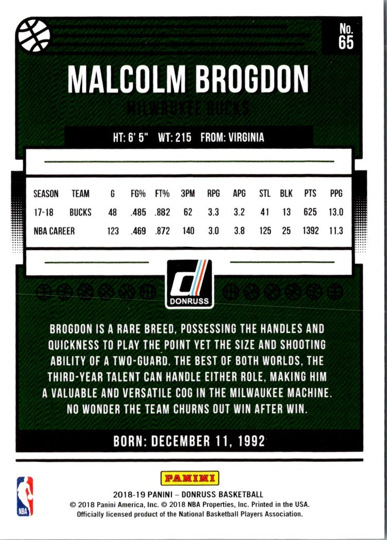 2018 Donruss Malcolm Brogdon