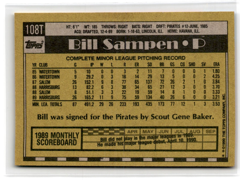 1990 Topps Traded Bill Sampen