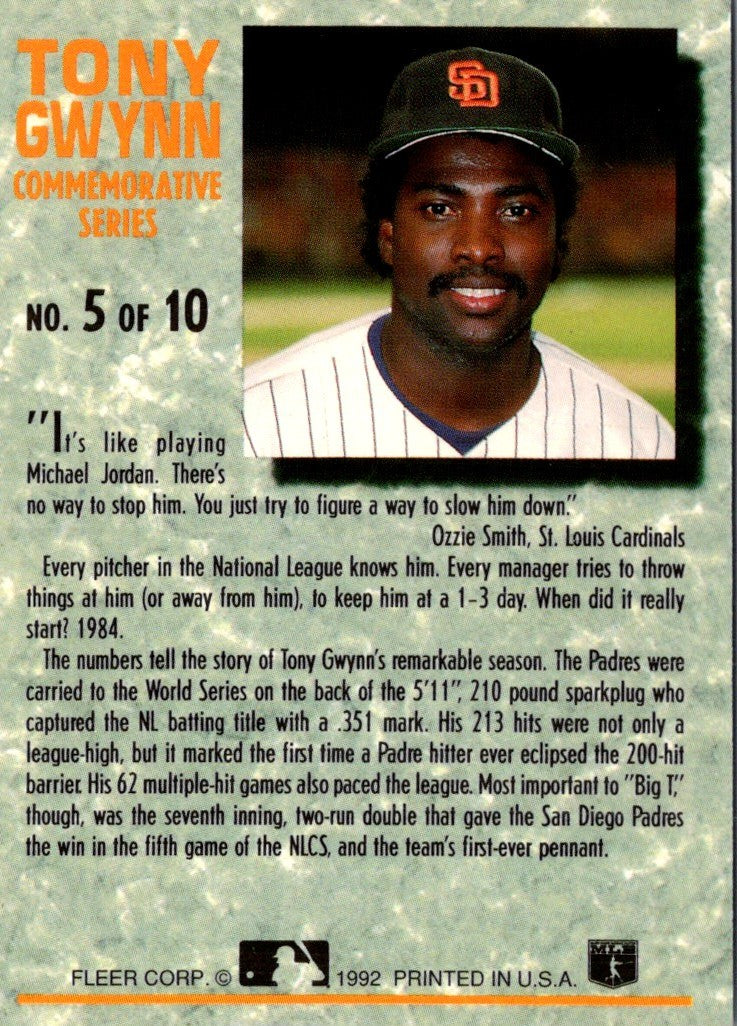 1992 Ultra Tony Gwynn Commemorative Series Tony Gwynn