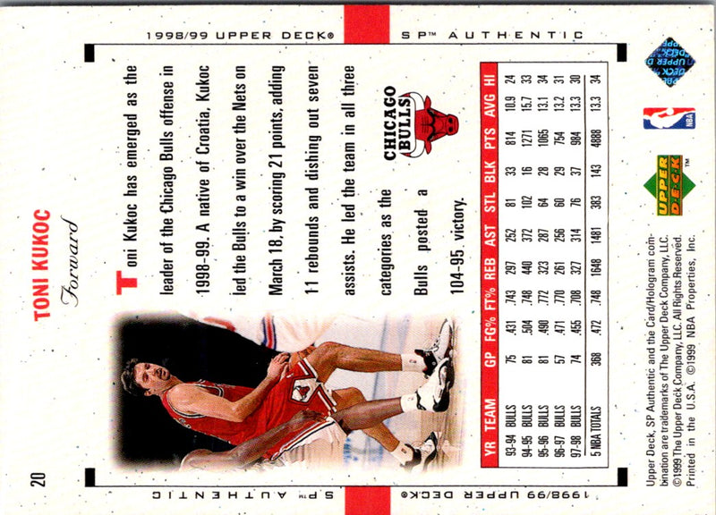 1998 Upper Deck Toni Kukoc