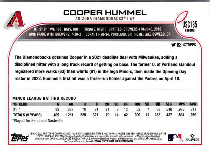 2022 Topps Chrome Update Cooper Hummel