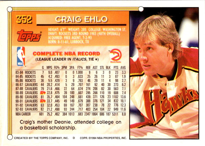1993 Topps Craig Ehlo