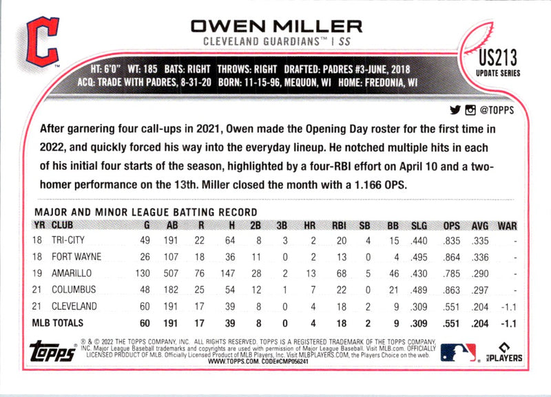 2022 Topps Update Owen Miller