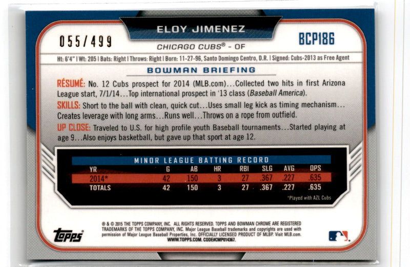 2015 Bowman Chrome Prospects Refractors Eloy Jimenez